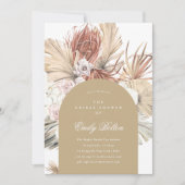 シンプルナエレガントチュラルアーチフローラパンパスボホ 招待状 (正面)