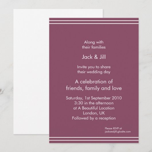 シンプルナス5x7 招待状 (正面/裏面)