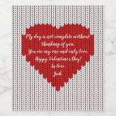 シンプルニットウールルック愛するバレンタインデー ワインラベル (シングルラベル)