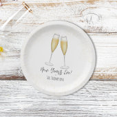 シンプルニューイヤーパーティーシャンパンウォーターカラー金ゴールド ペーパープレート