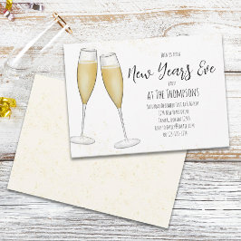 シンプルニューイヤーパーティーシャンパンウォーター色 招待状