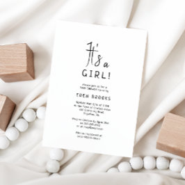 シンプルニュートラルだ女の子だ！赤ちゃんシャワー 招待状