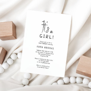 シンプルニュートラルだ女の子だ!赤ちゃんシャワー 招待状