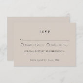 シンプルニュートラルトープ文字オンリーエレガントな結婚式 出欠カード (正面/裏面)