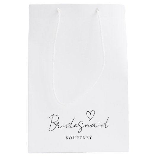 シンプルニュートラルパーソナライズされたブリデスメイド抱き枕 ミディアムペーパーバッグ (正面)