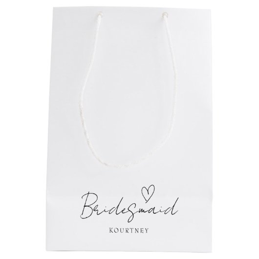 シンプルニュートラルパーソナライズされたブリデスメイド抱き枕 ミディアムペーパーバッグ (裏面)