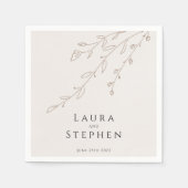 シンプルニュートラルベージュボタ結婚ニカルズ スタンダードカクテルナプキン (正面)