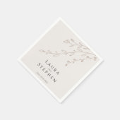 シンプルニュートラルベージュボタ結婚ニカルズ スタンダードカクテルナプキン (角)