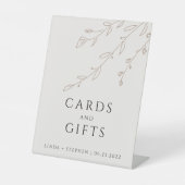 シンプルニュートラルベージュ植物用カードとギフト 台座サイン (正面)