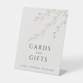 シンプルニュートラルベージュ植物用カードとギフト 台座サイン