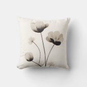 シンプルニュートラルホワイトポピー花模様ズバイアヴァ クッション (正面)