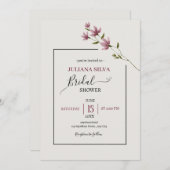 シンプルニュートラルボホワイルドフラワーブライダルシャワー 招待状 (正面/裏面)
