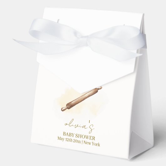 シンプルニュートラルミニマリストペストリーシェフベビーシャワー フェイバーボックス (正面)