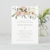 シンプルニュートラル水彩花First Communion 招待状 (スタンド正面)