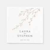 シンプルニュートラル白結婚植物薬 スタンダードカクテルナプキン (正面)