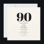 シンプルニュートラル90thスクエア誕生日パーティー 招待状<br><div class="desc">第90回バースデーパーティーへの招待。シンプルニュートラルスクエア.</div>