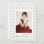 シンプルニュートラルGingham写真クリスマスカード シーズンカード (正面)