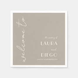 シンプルニュートラ結婚ル歓迎サイン スタンダードカクテルナプキン