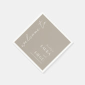 シンプルニュートラ結婚ル歓迎サイン スタンダードカクテルナプキン (角)