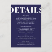 シンプルネイビはっきりしたーモダン結婚ブルー詳細 エンクロージャーカード (正面)