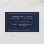 シンプルネイビエレガントーブルーとシルバー 名刺 (裏面)