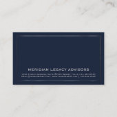 シンプルネイビエレガントーブルーとシルバー 名刺 (正面)