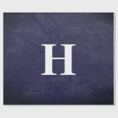 シンプルネイビエレガントーブルーホワイトモノグラムシンプル ラッピングペーパー (フラット)