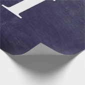 シンプルネイビエレガントーブルーホワイトモノグラムシンプル ラッピングペーパー (角)