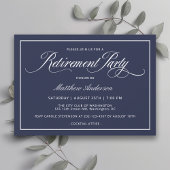 シンプルネイビエレガントーブルー退職パーティー 招待状
