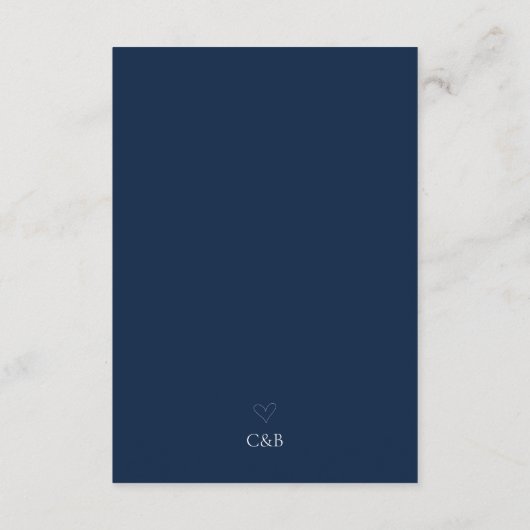 シンプルネイビエレガントーブルーQRコードウェディングRSVPカード エンクロージャーカード (裏面)