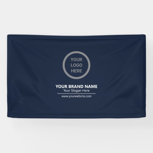 シンプルネイビクラシックーブルーテーマカスタムロゴブランド 横断幕 (横)