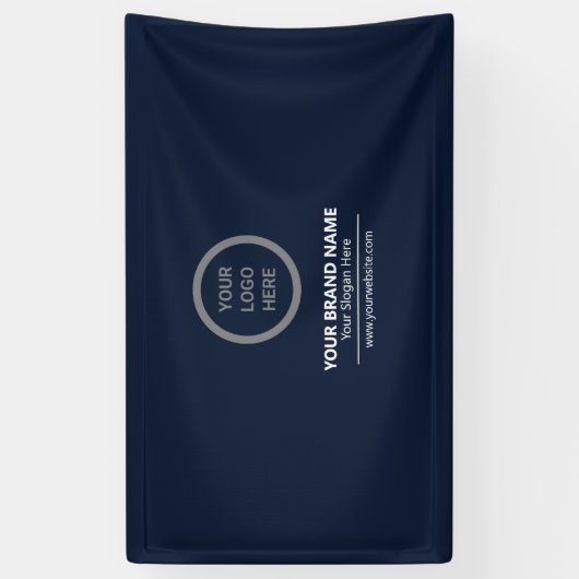 シンプルネイビクラシックーブルーテーマカスタムロゴブランド 横断幕 (縦)