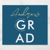 シンプルネイビスタイリッシューブルーグラーモダンドはっきりした型 スパークリングワインラベル (シングルラベル)