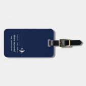 シンプルネイビパーソナライズされたーブルー ラゲッジタグ (正面横)