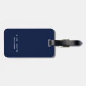 シンプルネイビパーソナライズされたーブルー ラゲッジタグ (裏面横)