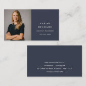 シンプルネイビミニマルーブループロフェッショナルカスタム写真 名刺 (正面/裏面)