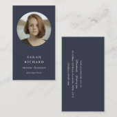 シンプルネイビミニマルーブループロフェッショナルカスタム写真 名刺 (正面/裏面)