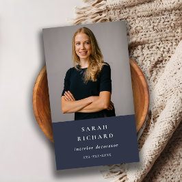 シンプルネイビミニマルーブループロフェッショナルカスタム写真 名刺