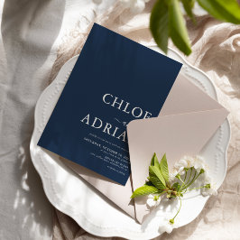 シンプルネイビミニマルーブルー結婚式招待状 招待状