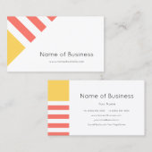 シンプルネイビモダンーのサンゴとイエローワイドストライプ 名刺 (正面/裏面)