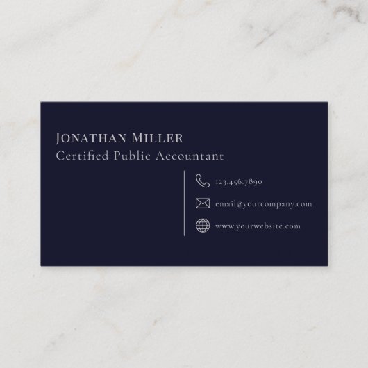 シンプルネイビモダンーブルーとグレー 名刺 (正面)