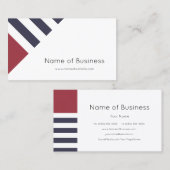 シンプルネイビモダンーブルーとレッドワイドストライプ 名刺 (正面/裏面)