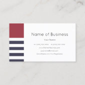 シンプルネイビモダンーブルーとレッドワイドストライプ 名刺 (裏面)