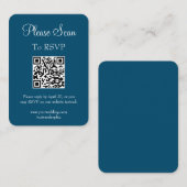 シンプルネイビモダンーブルーのスキ結婚ャンQRコード エンクロージャーカード (正面/裏面)