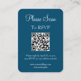シンプルネイビモダンーブルーのスキ結婚ャンQRコード エンクロージャーカード