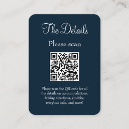 シンプルネイビモダンーブルーの詳細結婚QRコード エンクロージャーカード