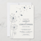 シンプルネイビモダンーブルーダンデリオ結婚ズ 招待状 (正面)