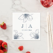 シンプルネイビモダンーブルーフラワーシック結婚ズナプキン スタンダードカクテルナプキン (インサイチュ)