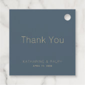 シンプルネイビモダンーブルーモノグラム結婚の感謝 フェイバータグ (裏面)