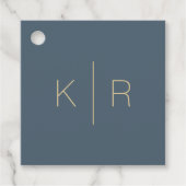 シンプルネイビモダンーブルーモノグラム結婚の感謝 フェイバータグ (正面)